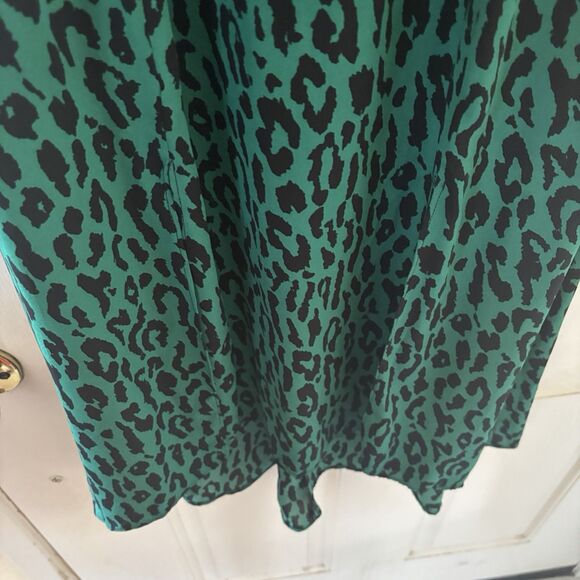 Tropical Maxi Dress Women Small Floral Cheetah Print Green Black Resort Travel - Picture 8 of 15